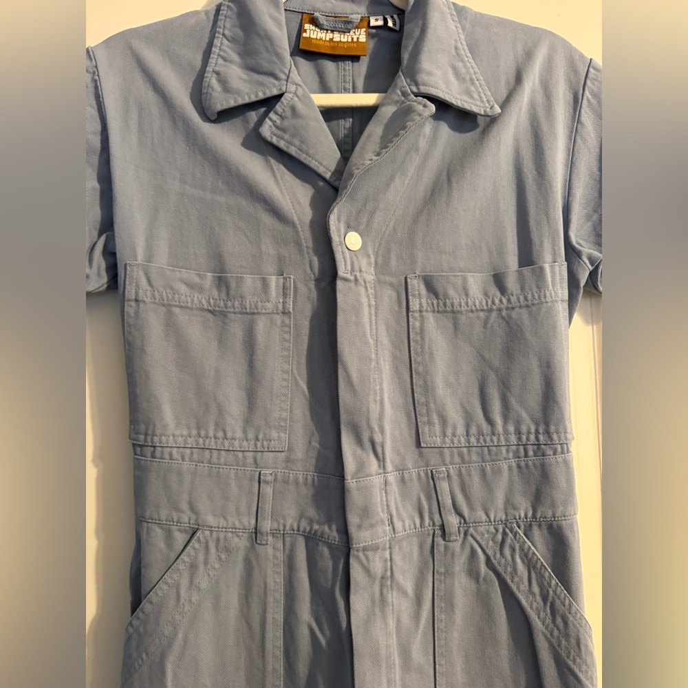 Big Bud Press periwinkle short sleeve Jumpsuit (petite) - Picture 6 of 7